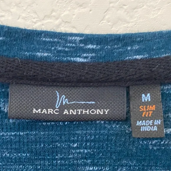 Marc Anthony Dark Blue Long Sleeve Henley. Size M. Slim Fit. - Picture 4 of 10